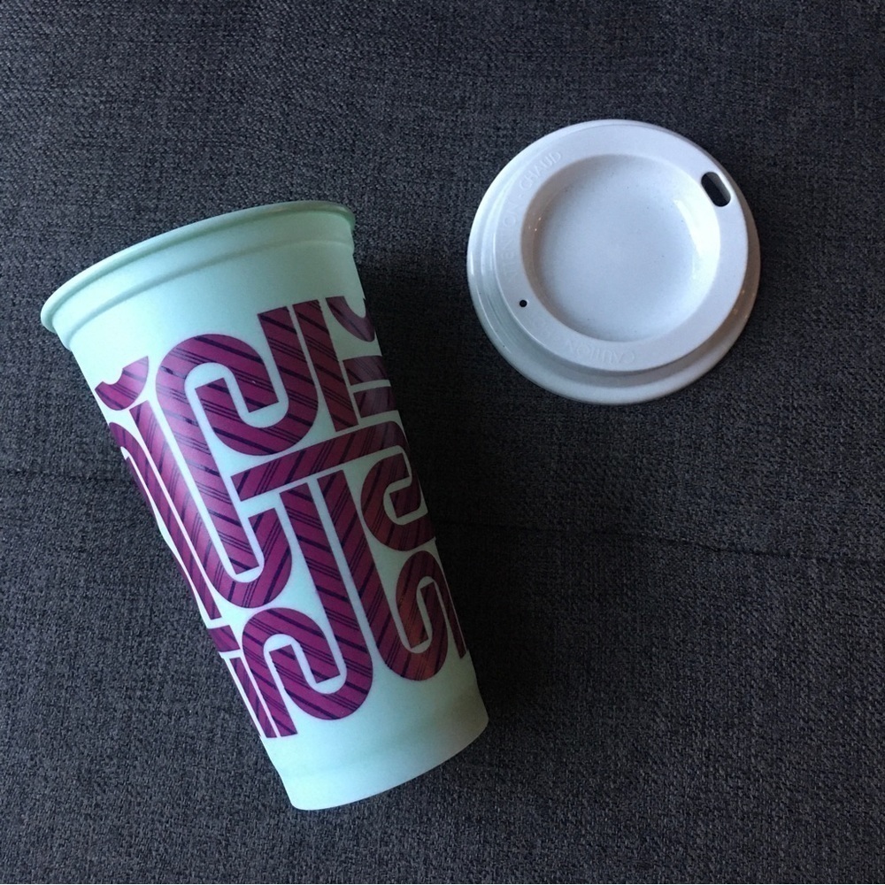 AQUA Starbucks Holiday CANDY CANES Color-Changing Hot Cup, 16 oz, NEW